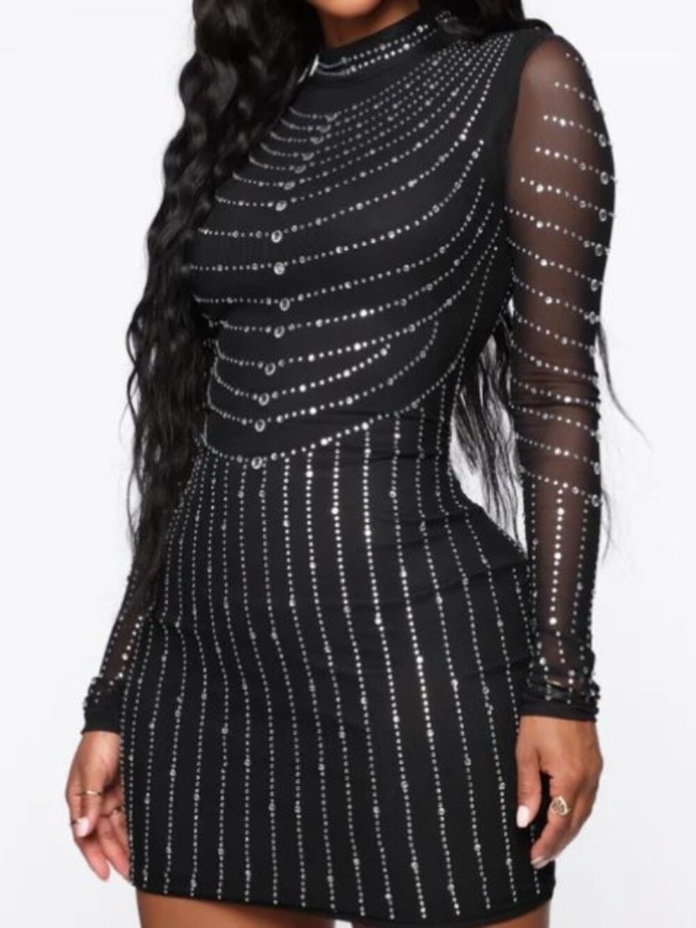 Fashion Nova Dripping in Diamonds Dress Large